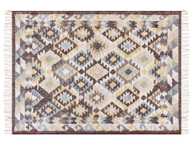 Teppich Jute mehrfarbig 160 x 230 cm geometrisches Muster Kurzflor FENER_852684