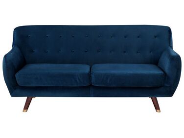 Sofa 3-osobowa welurowa niebieska BODO
