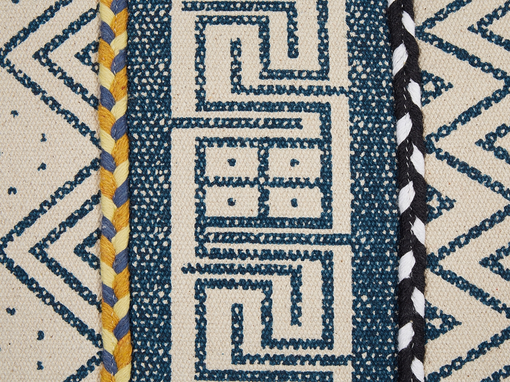 Lot de 2 coussins en coton à motif géométrique bleu et beige 50 x 50 cm  SAFI 