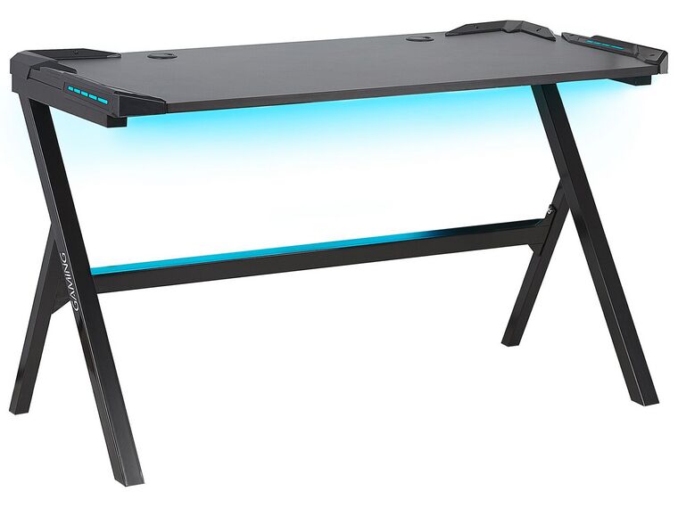 Gamer bord 120x60 cm med LED Sort DANVERS_796657