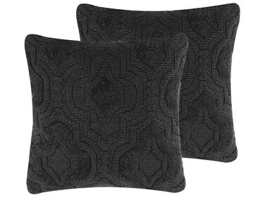 Set of 2 Cotton Embossed Cushions 45 x 45 cm Grey PAIKA