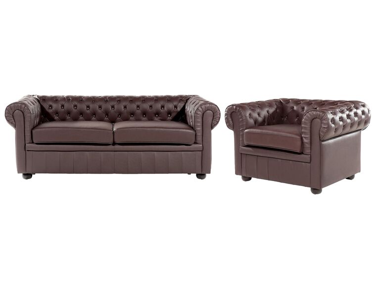 Sofa Set Leder braun 4-Sitzer CHESTERFIELD_769445