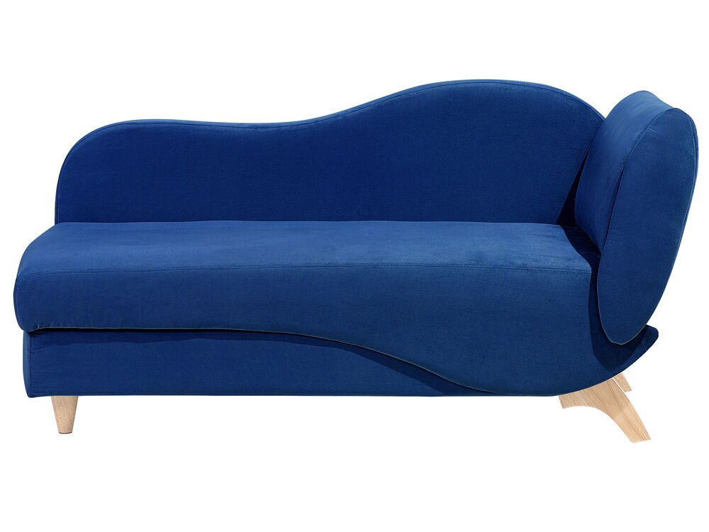 Chaiselongue à direita de 2 lugares com arrumação em veludo azul