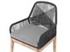 Set de jardin table ronde en fibre-ciment gris et 4 chaises noires OLBIA_809611