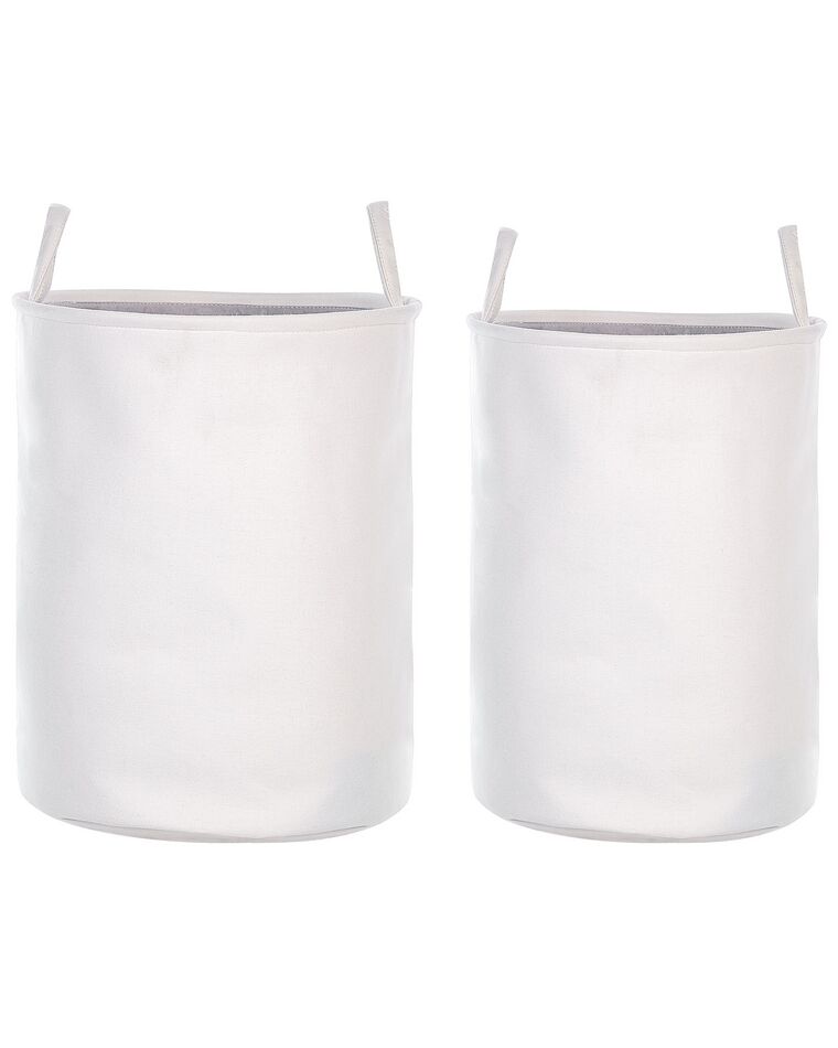 Conjunto de 2 cestos em tecido de poliéster branco e cinzento ARCHA_849677