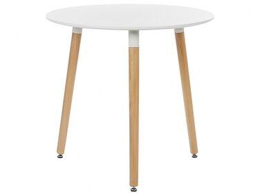 Mesa de comedor blanco/madera clara ⌀ 80 cm BOMA
