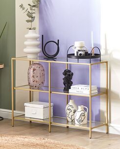 Konsolipöytä lasitasolla rauta kulta ORETTA Konsolipöytä lasitasolla rauta kulta ORETTA