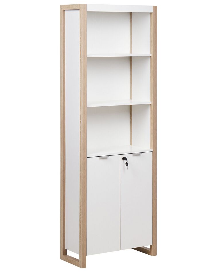 Bookcase with Locker Light Wood with White JOHNSON_885248