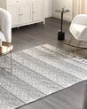 Teppich Wolle grau / weiß 160 x 230 cm Fransen Kurzflor TONYA_856525