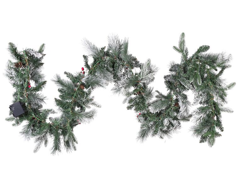 PreLit Snowy Christmas Garland 270 cm White WHITEHORN Beliani.co.uk