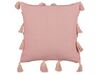 Tufted Cotton Cushion with Tassels 45 x 45 cm Pink TORENIA_838657