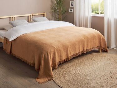 Cotton Bedspread 220 x 240 cm Brown YERBENT