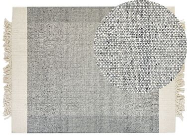 Teppich Wolle grau / cremeweiss 160 x 230 cm Kurzflor TATLISU