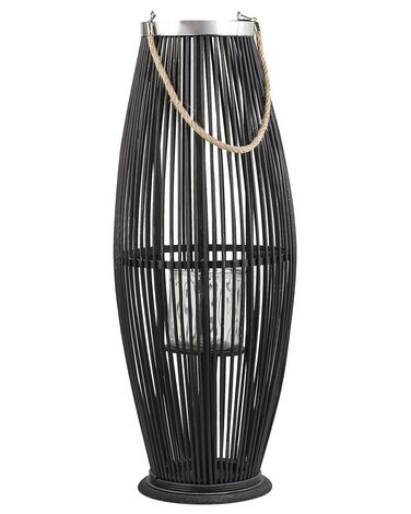 Laterne Bambusholz schwarz 72 cm mit Tragegriff TAHITI