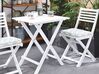 Table et 2 chaises de jardin blanches avec coussins vert menthe FIJI_764356