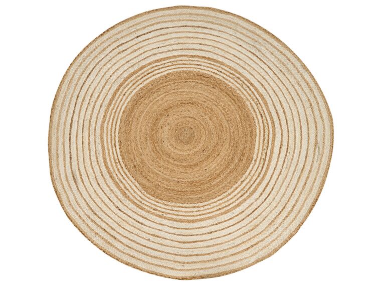 Okrúhly jutový koberec ⌀ 140 cm béžová a biela MELEKLI_886809