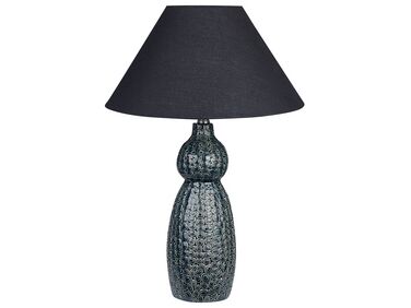 Lampada da tavolo ceramica blu scuro e nero 60 cm MATINA