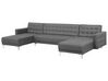 5 Seater U-shaped Modular Fabric Sofa Grey ABERDEEN_715955
