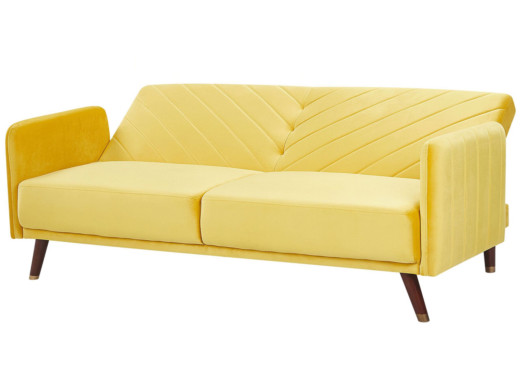 Velvet Fabric Sofa Bed Yellow SENJA Beliani.co.uk