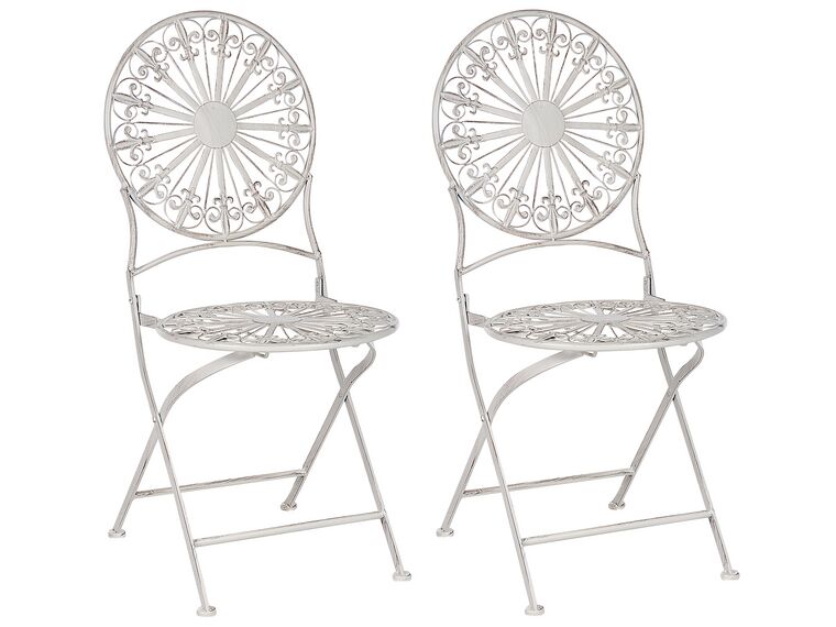 Set of 2 Metal Garden Folding Chairs Off-White SCAFA _856068