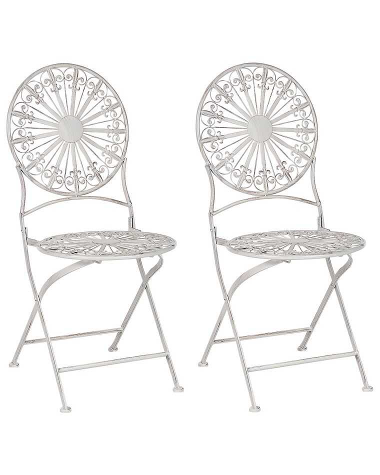 Conjunto de 2 sillas de balcón de metal blanco crema SCAFA_856068