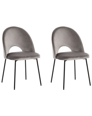 Lot de 2 chaises de salle à manger en velours gris COVELO
