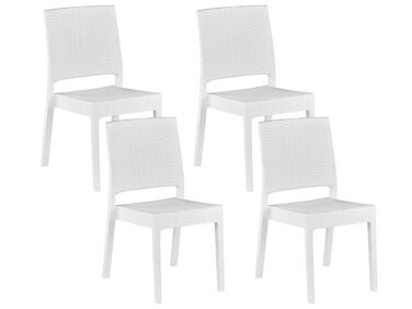 Sada 4 zahradních židlí v ratanovém vzhledu bílá FOSSANO
