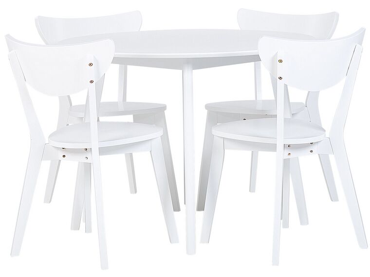 Sada jídelního stolu a 4 židlí bílá ROXBY_792020