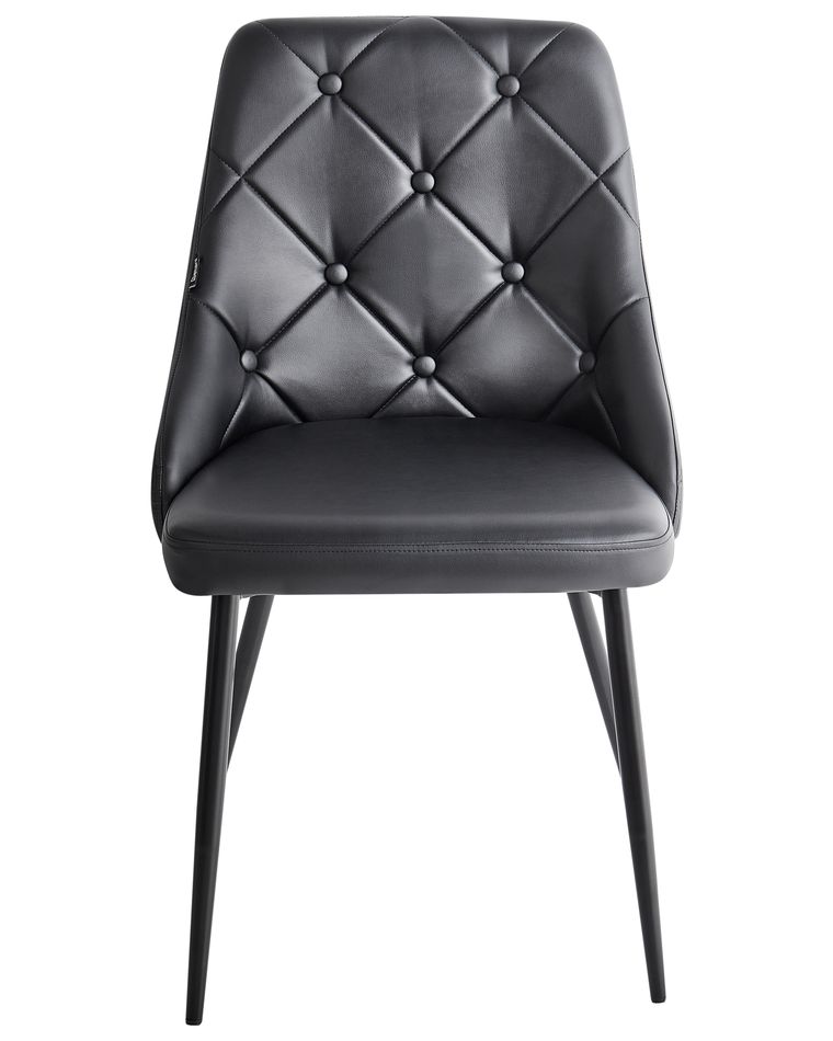 Set of 2 Dining Chairs Faux Leather Black VALERIE Beliani.co.uk