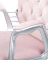 Silla de oficina reclinable de terciopelo rosa pastel/plateado/negro PRINCESS_855694