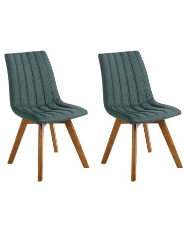 Set of 2 Fabric Dining Chairs Green CALGARY