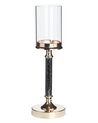 Glass Hurricane Candle Holder 41 cm Gold with Black ABBEVILLE_788844