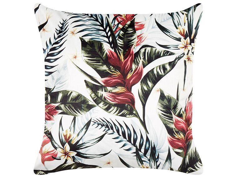 Sammetskudde lövmönster 45 x 45 cm Grön och Röd EDELWEISS | Beliani.se