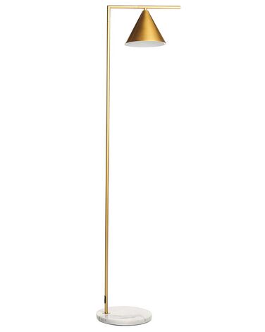 Stehlampe Metall gold 155 cm Kegelform Marmorfuß MOCAL