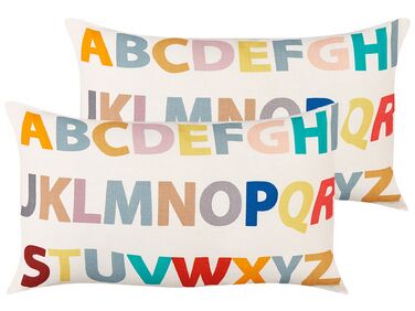 2 bawełniane poduszki dla dzieci z motywem alfabetu 30 x 50 cm wielokolorowe ASARUM