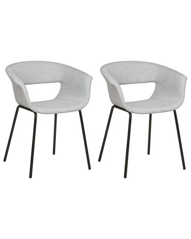 Set of 2 Fabric Dining Chairs Grey ELMA