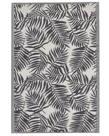 Tapis d'extérieur noir au motif feuilles de palmier 120 x 180 cm KOTA