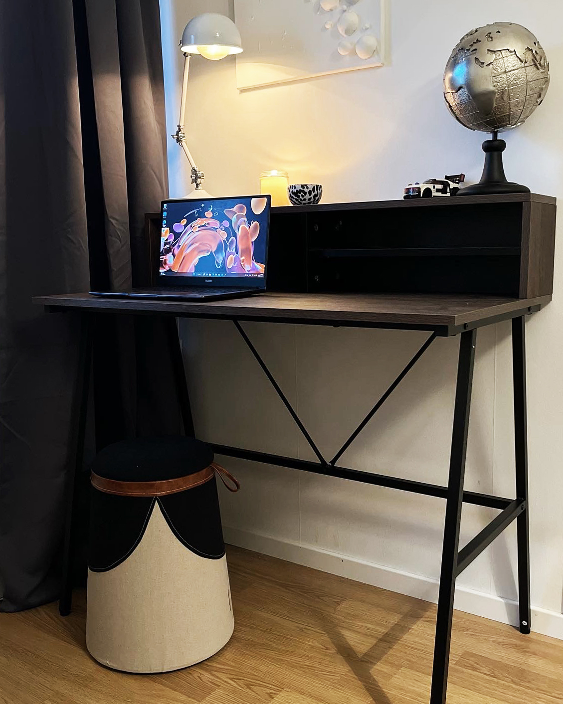 Home Office Desk with Shelves 100 x 50 cm Dark Wood HARISON_846755