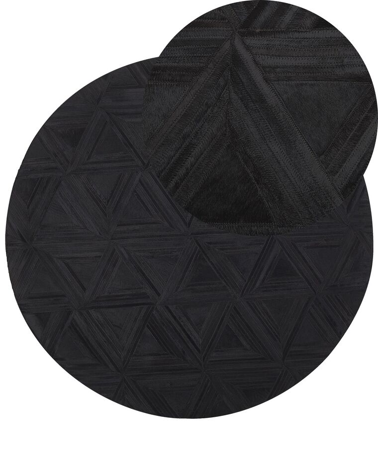 Tapis rond en cuir noir ⌀ 140 cm KASAR_787082
