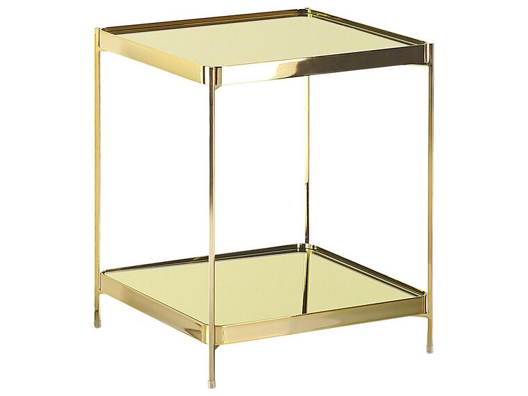 Mesa auxiliar de metal/vidrio templado dorado 41 x 41 cm ALSEA_771453
