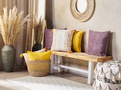 Koristetyyny puuvilla valkoinen/keltainen 45 x 45 cm 2 kpl BILOBA Koristetyyny puuvilla valkoinen/keltainen 45 x 45 cm 2 kpl BILOBA