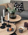 Set of 3 Coffee Tables Light Wood with Black MELODY_874204