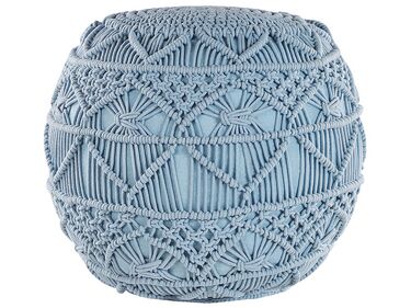 Bavlnená makramé taburetka ⌀ 40 cm modrá KAYSERI
