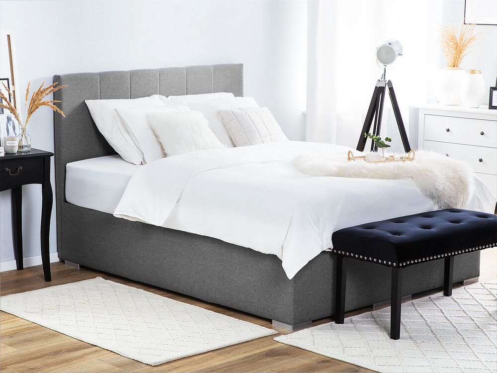 Boxspringbett grau mit Bettkasten hochklappbar 180 x 200 cm LORD Boxspringbett grau mit Bettkasten hochklappbar 180 x 200 cm LORD