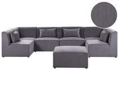 U-muotoinen sohva ja rahi 6-istuttava vakosametti harmaa LEMVIG