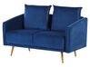 2-Sitzer Sofa Samtstoff dunkelblau mit goldenen Beinen MAURA_789062