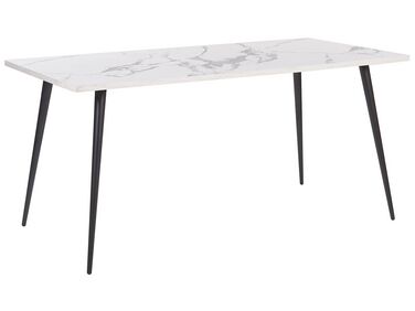 Table de salle à manger effet marbre blanc 160 x 80 cm SANTIAGO