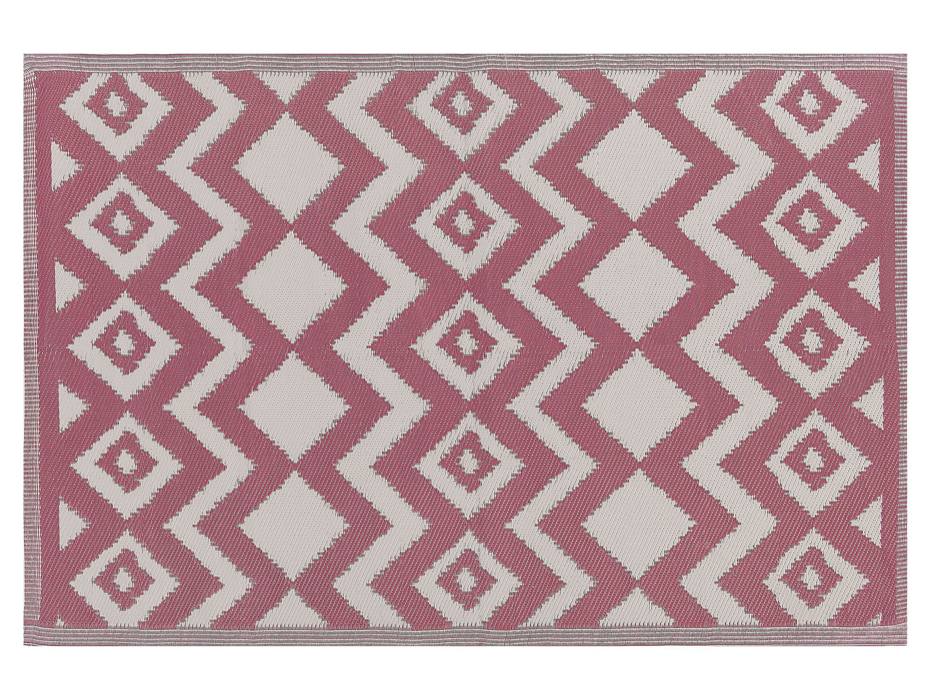 Outdoor Teppich rosa 120 x 180 cm ZickZack-Muster Kurzflor DEWAS