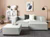 Left Hand 2 Seater Modular Linen Corner Sofa with Ottoman Grey APRICA_874740