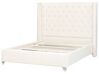 Zamatová posteľ 140 x 200 cm krémová biela LUBBON_882155